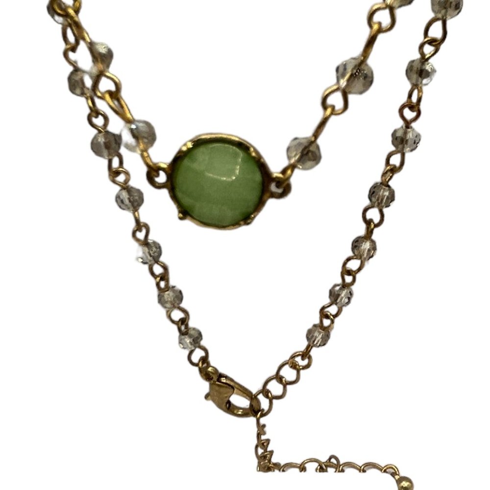 Green and Gold Gemstone Rosary Necklace